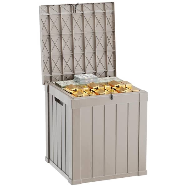 OUPES 50 Gal. Light Brown Resin Outdoor Storage Deck Box