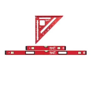 24 in. and 48 in. REDSTICK Box Level Set with 7 in. Rafter Square (3-Piece)