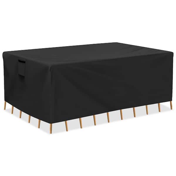 Unbranded Patio Furniture Cover 75 in. W x 48 in. D x 28 in. H Heavyduty Waterproof UVproof Patio SqaureTable Chair SetCover Black