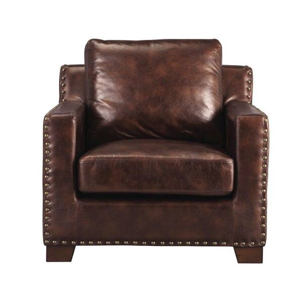 Home Decorators Collection Garrison Brown Bonded Leather Arm Chair