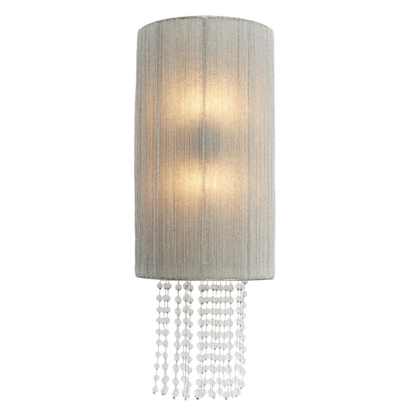 Metropolitan Crystal Reign 10 in. 2-Light Nickel Contemporary Wall Sconce with Crystal Bead Shade