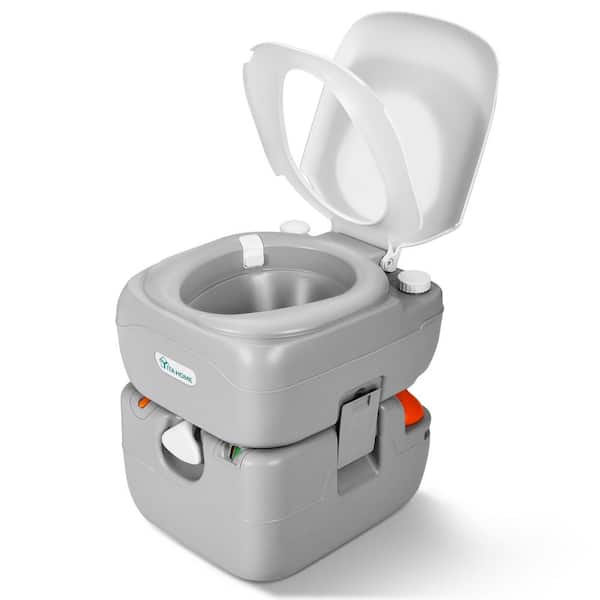 DEXTRUS 3.2 Gal. Gray Portable Toilet No Leakage Outdoor Camping Flush Toilet with Waste Tank