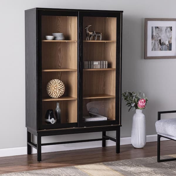 SEI FURNITURE Hearzly Black Cabinet with Spacious Shelves HD109381 ...