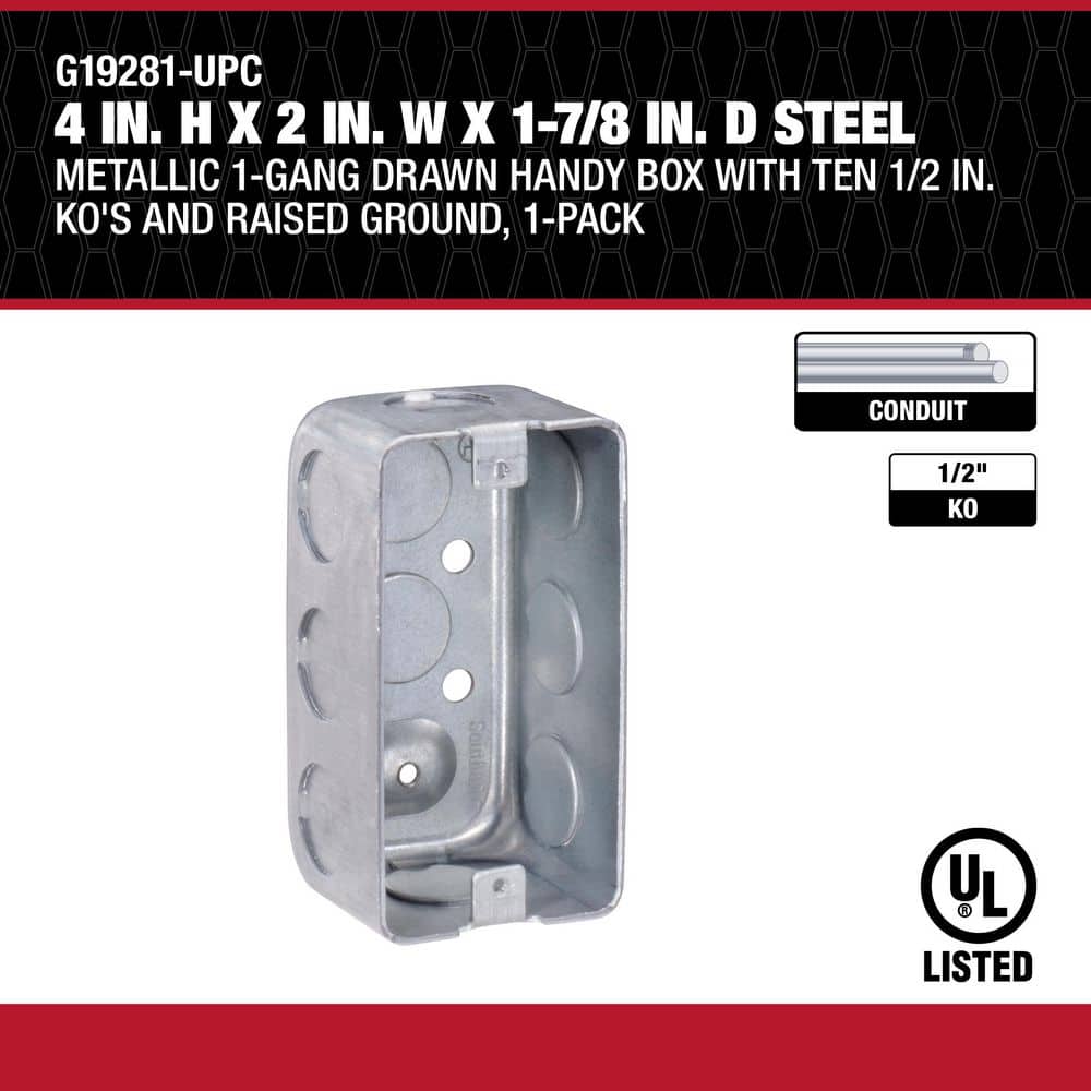 Gray Metallic 1-Gang Weatherproof Handy Box with Knockouts
