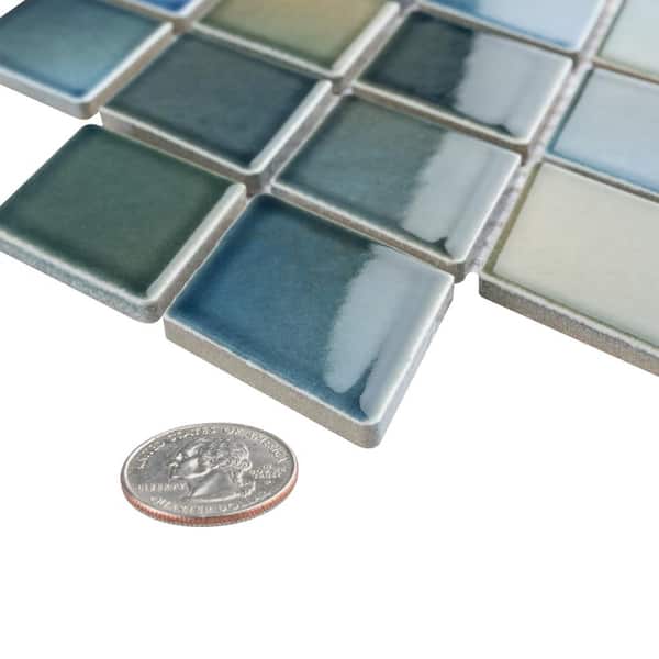 Hudson Kite Lagoon 10-1/4 in. x 11-3/4 in. Porcelain Mosaic Tile (8.6 sq. ft./Case)
