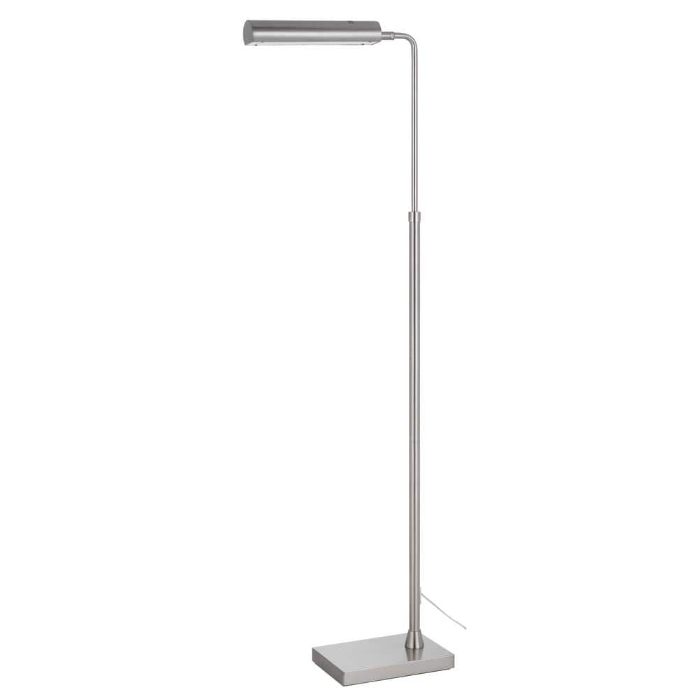 Del Ray 58 in. Height Brushed Steel Metal Pharmacy Floor Lamp for Living Ro