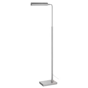 Del Ray 58 in. Height Brushed Steel Metal Pharmacy Floor Lamp for Living Room with Metal Shade.