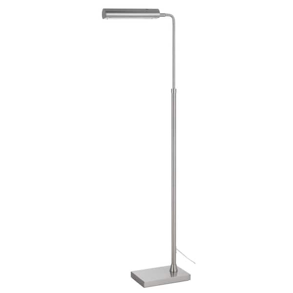 CAL Lighting Del Ray 58 in. Height Brushed Steel Metal Pharmacy Floor Lamp for Living Room with Metal Shade.