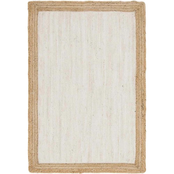 Unique Loom Braided Jute Goa White 4 ft. 1 in. x 6 ft. 1 in. Area Rug