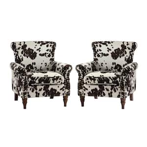 Auria Cowhide Armchair with Turned Legs (Set of 2)