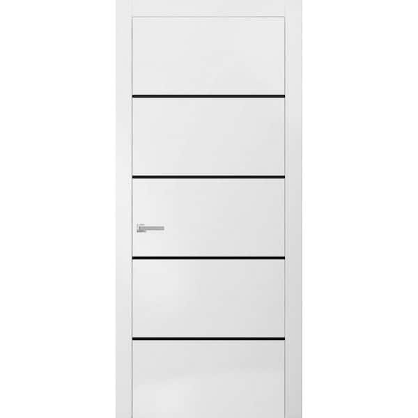 Sartodoors 32 in. x 80 in. 1 Panel White Finished Solid Wood with Honeycomb Sliding Door with Hardware