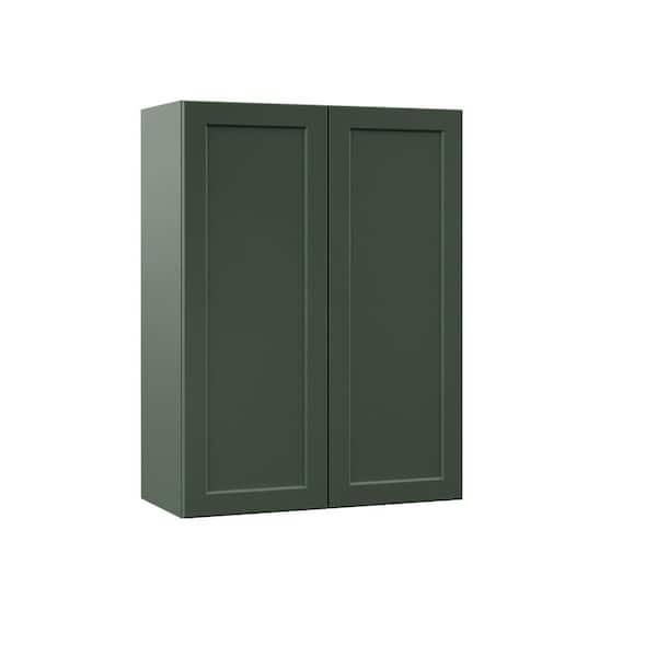 Designer Series Melvern 27 in. W 12 in. D 36 in. H Assembled Shaker Wall Kitchen Cabinet in Forest