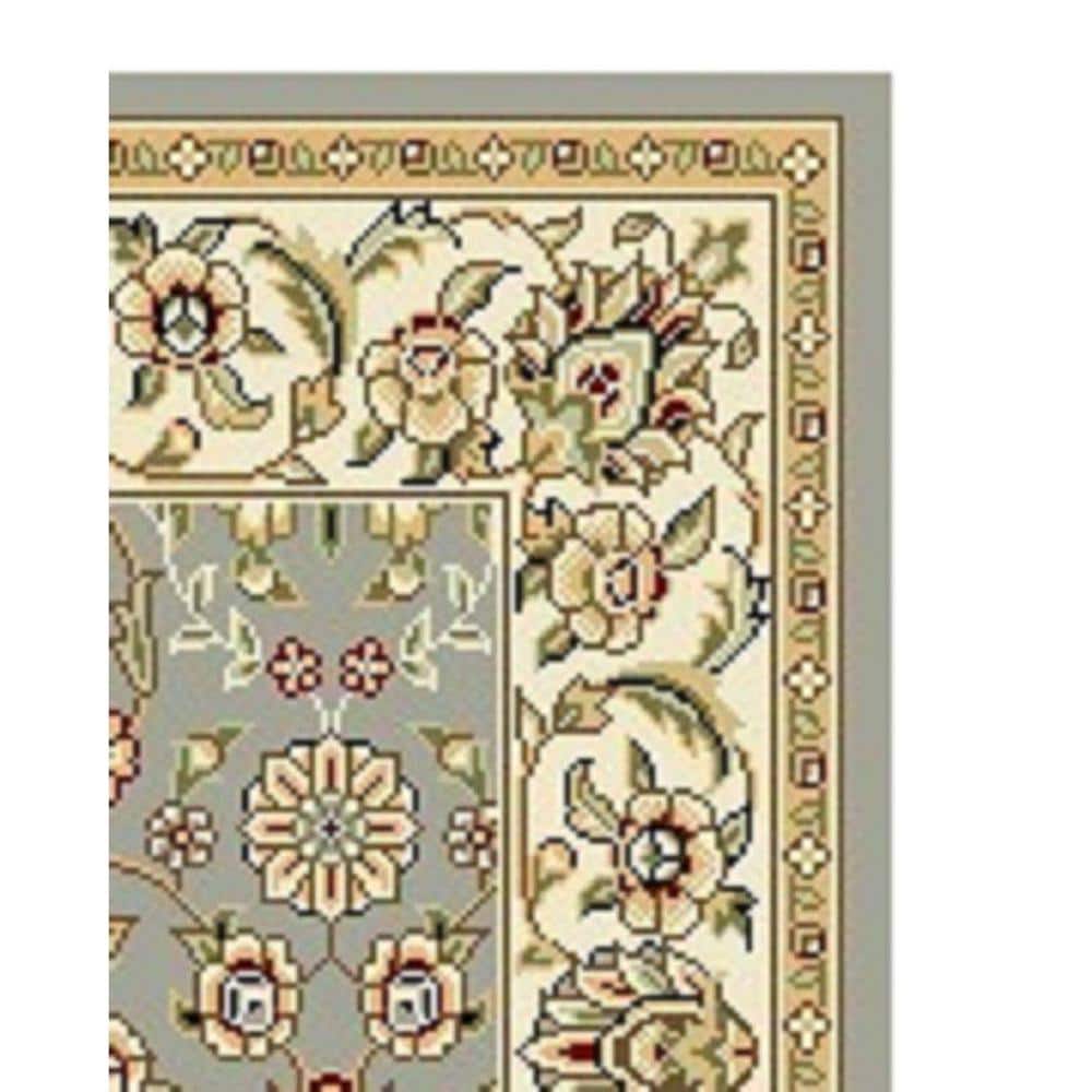 Lyndhurst Light Blue and Ivory Floral Rectangular Area Rug
