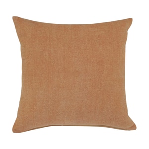 Butter Rum Brown Solid Cozy Poly-fill 20 in. x 20 in. Throw Pillow
