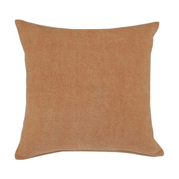 LR Home Butter Rum Brown Solid Cozy Poly-fill 20 in. x 20 in. Throw Pillow