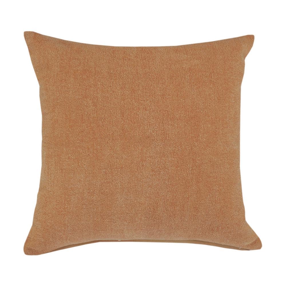 Butter Rum Brown Solid Cozy Poly-fill 20 in. x 20 in. Indoor Throw Pillow