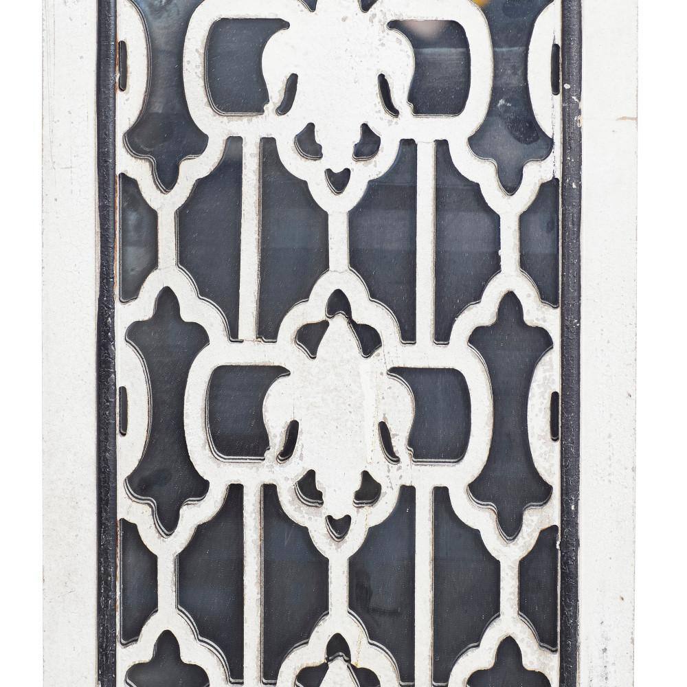 White and Blue Geometric Carved MDF Full Length Mirror Set