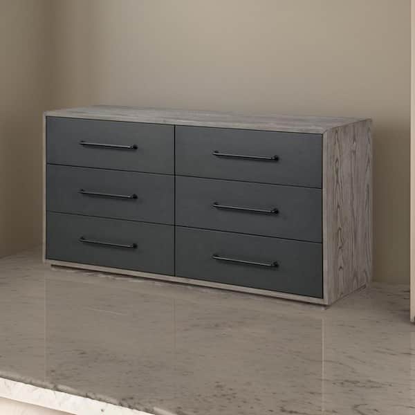 Benjara Gray 6-Drawer 60 in. W Dresser without Mirror