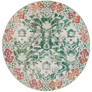 Madison Green/Ivory 7 ft. x 7 ft. Border Medallion Floral Round Area Rug