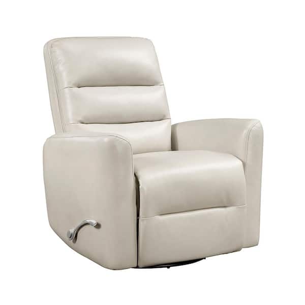 Wiley Beige Faux Leather Upholstery Manual Swivel Glider Recliner