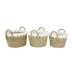 Brown Sea Grass Natural Storage Basket 11 in., 11 in., and 10 in. (Set of 3)