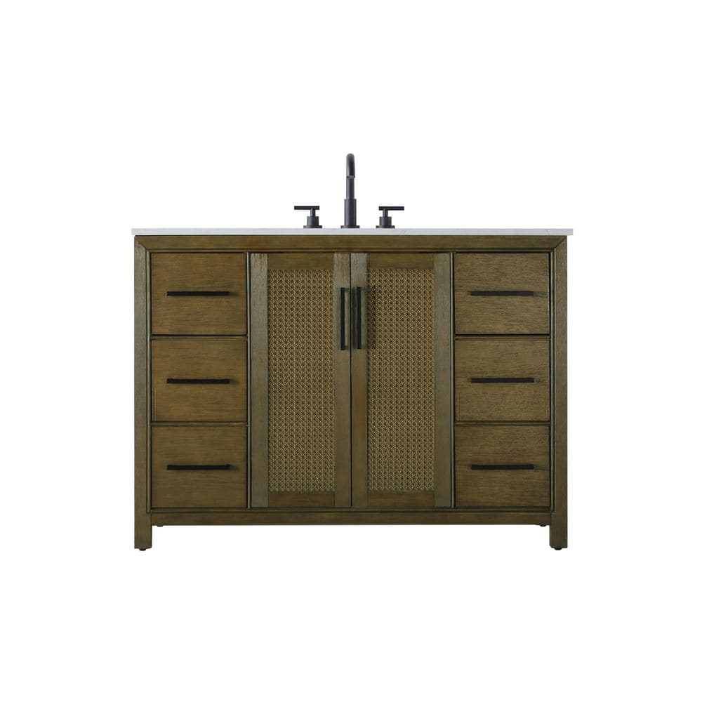48 in. Single Sink Hazel Oak Bath Vanity with White Engineered Marble Top price history on PriceWatchPro