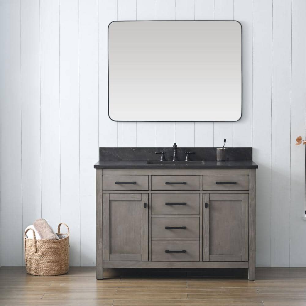 SUDIO Jasper 48 in. W x 22 in. D Bath Vanity in Textured Gray with Blue ...