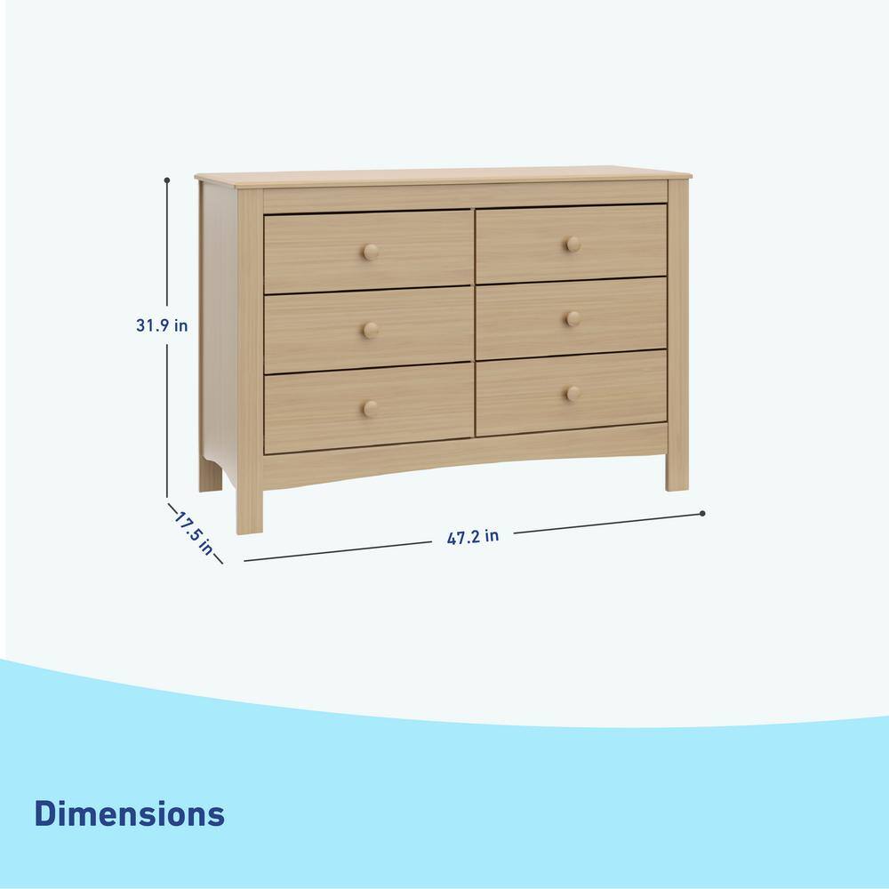Driftwood 6-Drawer Double Dresser for Nursery