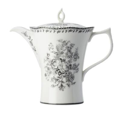 4-Cup Grey Porcelain Grey Tea Pots with Lid 26 oz. (Set of 12)