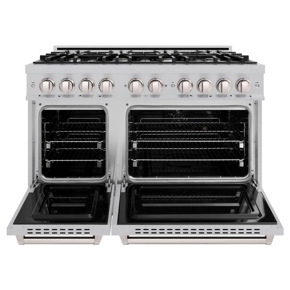 48" Stainless Steel Double Oven Gas Range with 8 Burners