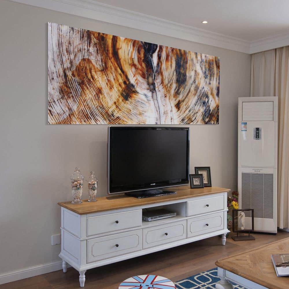 Impact B Large Brown and White Abstract Glass Wall Art