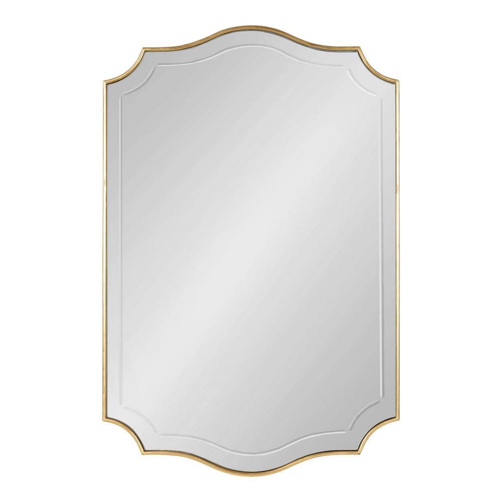 Hollyn Glam Scalloped 34" Gold Leaf Rectangular Wall Mirror