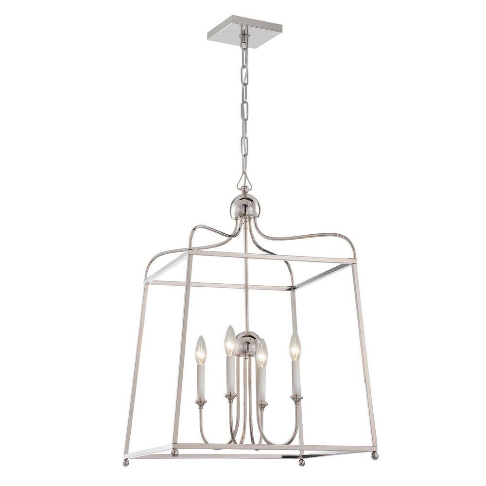Sylvan Polished Nickel Crystal 4-Light Taper Candle Chandelier