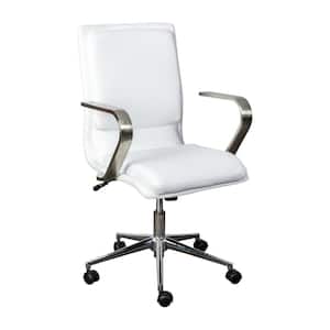 White/Chrome Leather/Faux Leather Office/Desk Chair Table Top Only