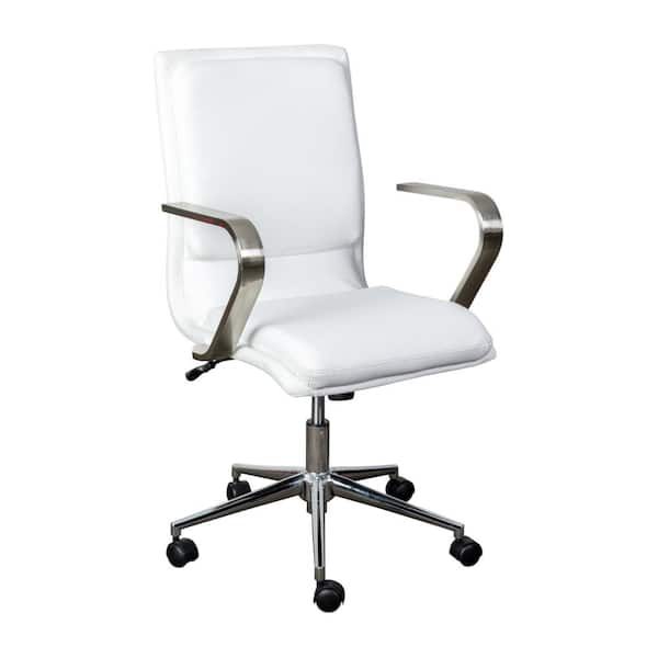 Carnegy Avenue White Chrome Leather Faux Leather Office Desk Chair