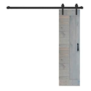 L Series 24 in. x 84 in. French Gray Finished Solid Wood Sliding Barn Door with Hardware Kit - Assembly Needed