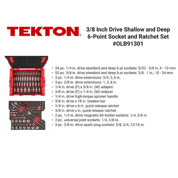 1/4.3 in./8 in. Drive 6-Point Socket Set with Lid Insert in Stacking Tool Box, (5/32 - 1 in., 4 - 24 mm) (105-Piece)