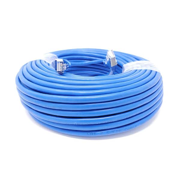 Micro Connectors, Inc 100 ft. CAT 7 SFTP 26AWG Double Shielded RJ45 Snagless Ethernet Cable, Blue