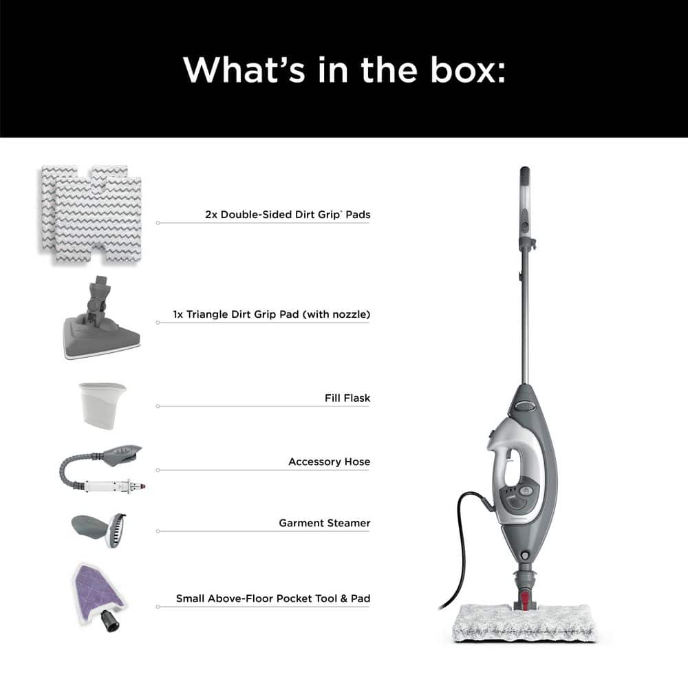 White Handheld 2-in-1 Steam Pocket Mop with Hardwood Steamer