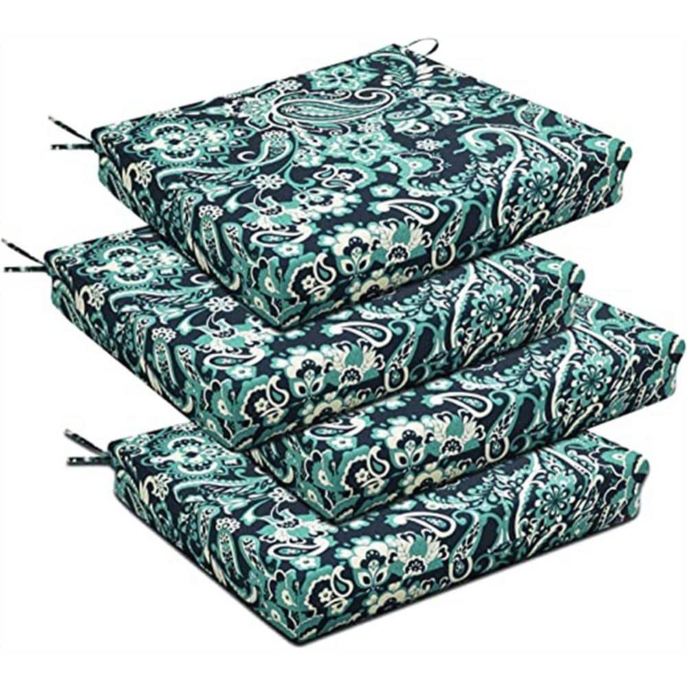 Outdoor Chair Cushions, Waterproof Square Corner Memory Foam Seat Cushions 