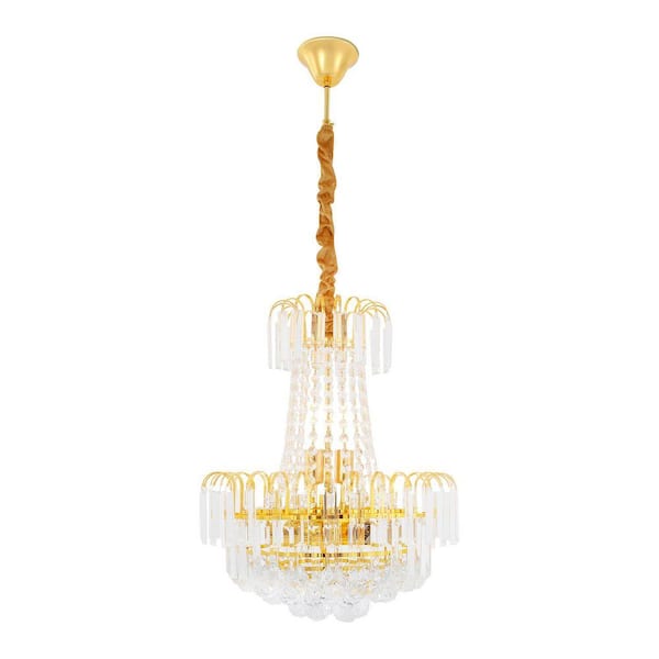 OUKANING 15.7 in. 6-Light Gold Modern K9 Clear Crystal Chandelier