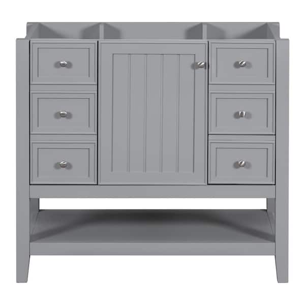 Lycvki 36 in. W x 18 in. D x 32.9 in. H Gray Bath Vanity Cabinet without Top One Cabinet and 3-Drawers