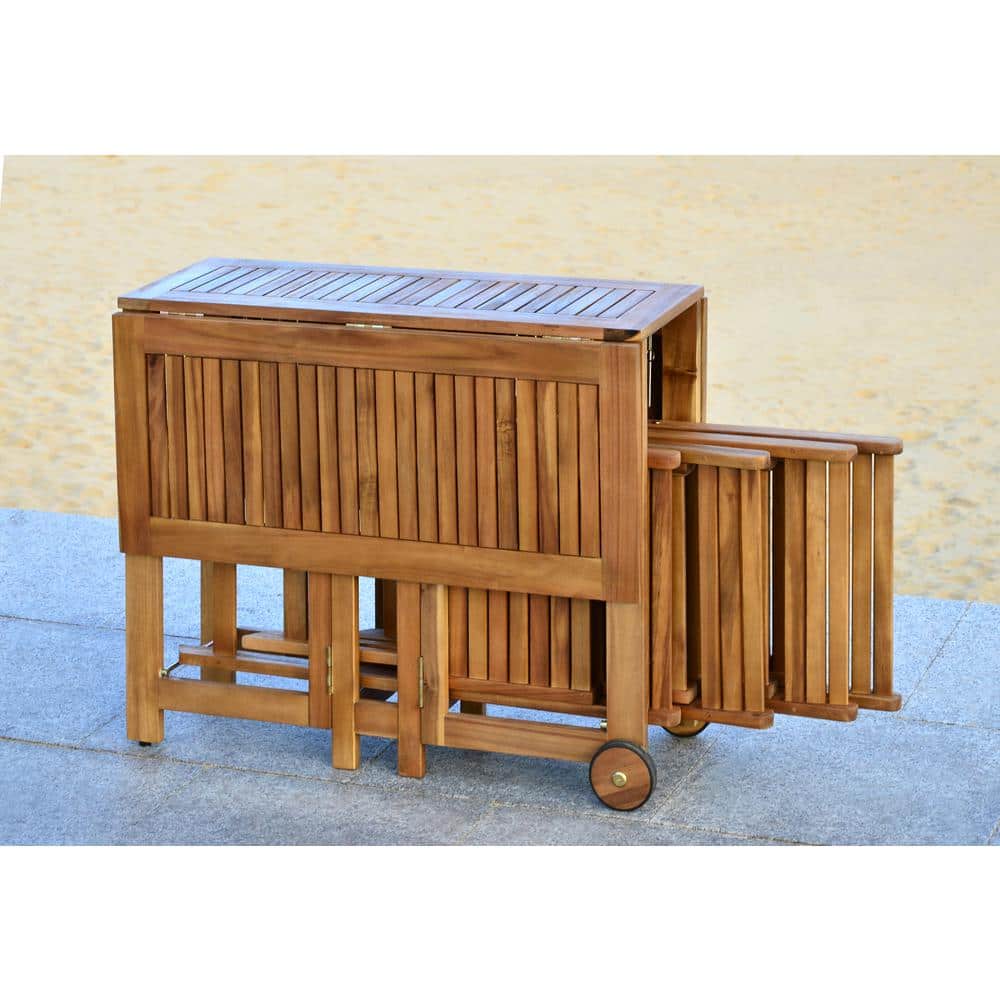 Natural Acacia Wood Foldable 5-Piece Outdoor Dining Set