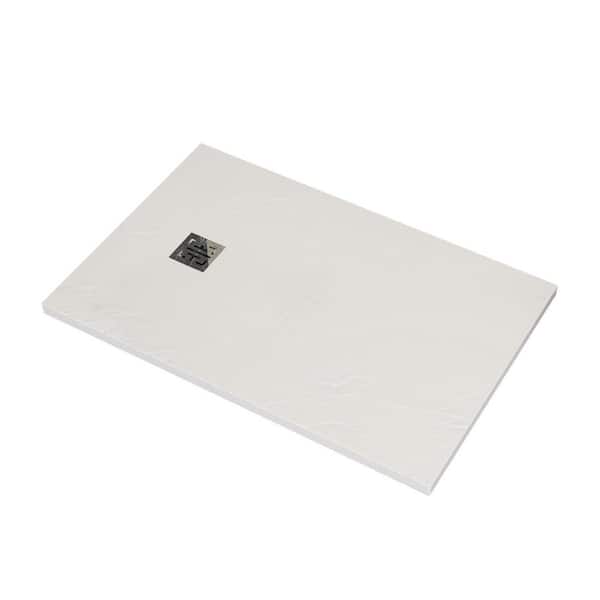 48 in. L x 32 in. W Alcove Shower Pan Base with Center Drain in White