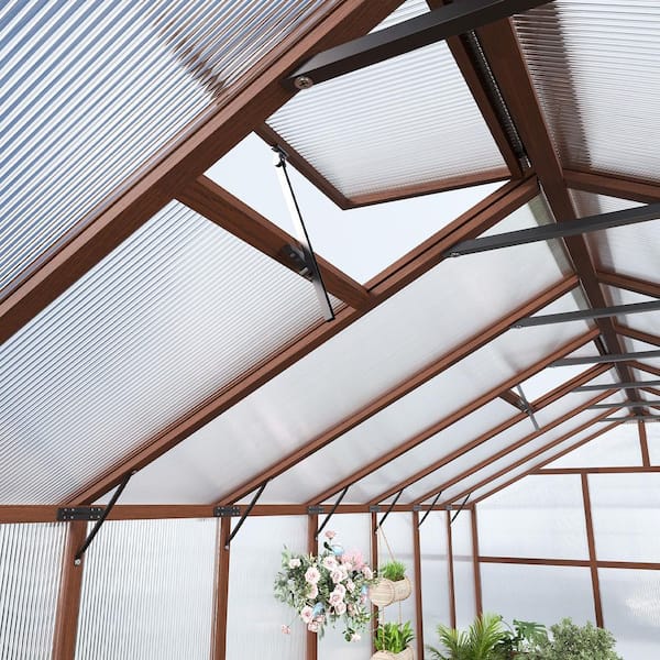 Epicpoplar 8 ft. x 16 ft. Cedar Wood Walk-In Greenhouse Kit with