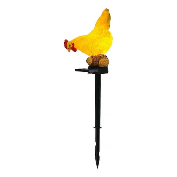 17.5 in. Outdoor Decorative Chicken Garden Lights Solar-Powered with Warm Glow
