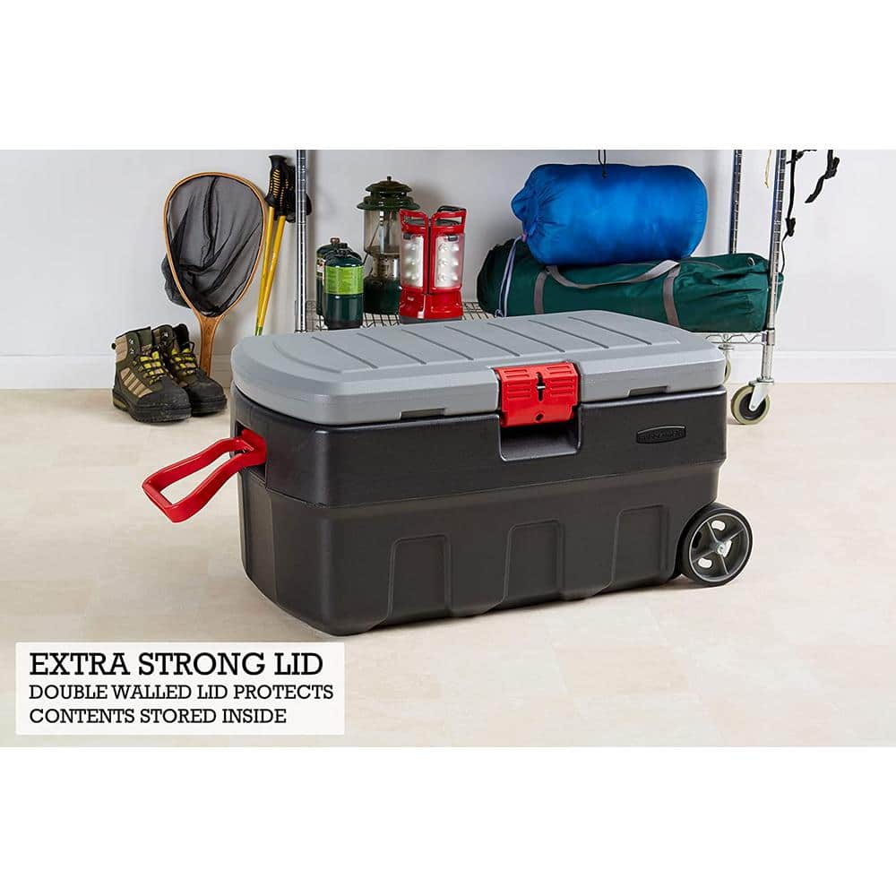 Black and Gray 35 Gallon Wheeled Storage Tote with Lid