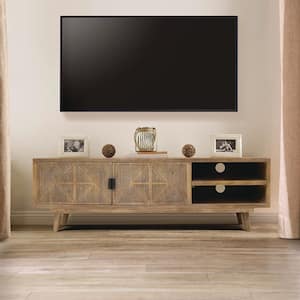 Sanraffe 56 in. Brown TV Stand Fits TV's up to 64 in. with 2-Cable Management