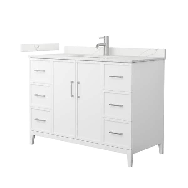Wyndham Collection Elan 48 in. W x 22 in. D x 35 in. H Single Bath Vanity in White with Giotto Quartz Top