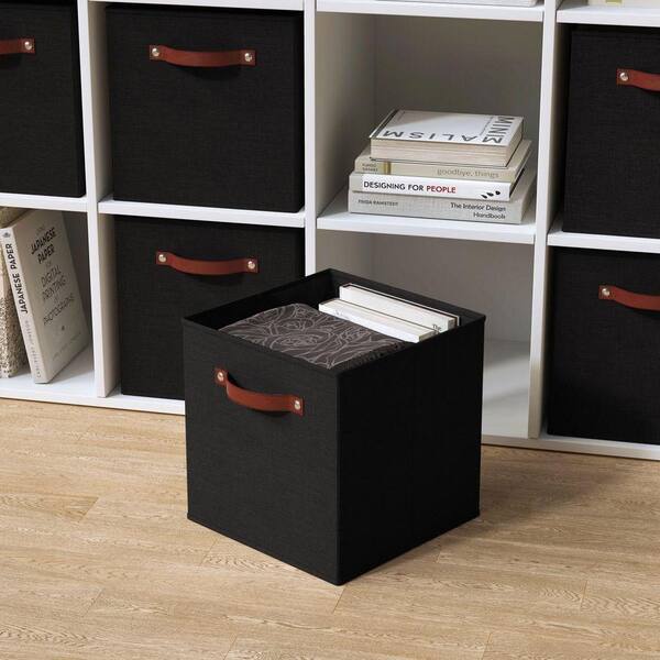 Ornavo Home Black 13 in. x 13 in. x 13 in. Linen Fabric Decorative